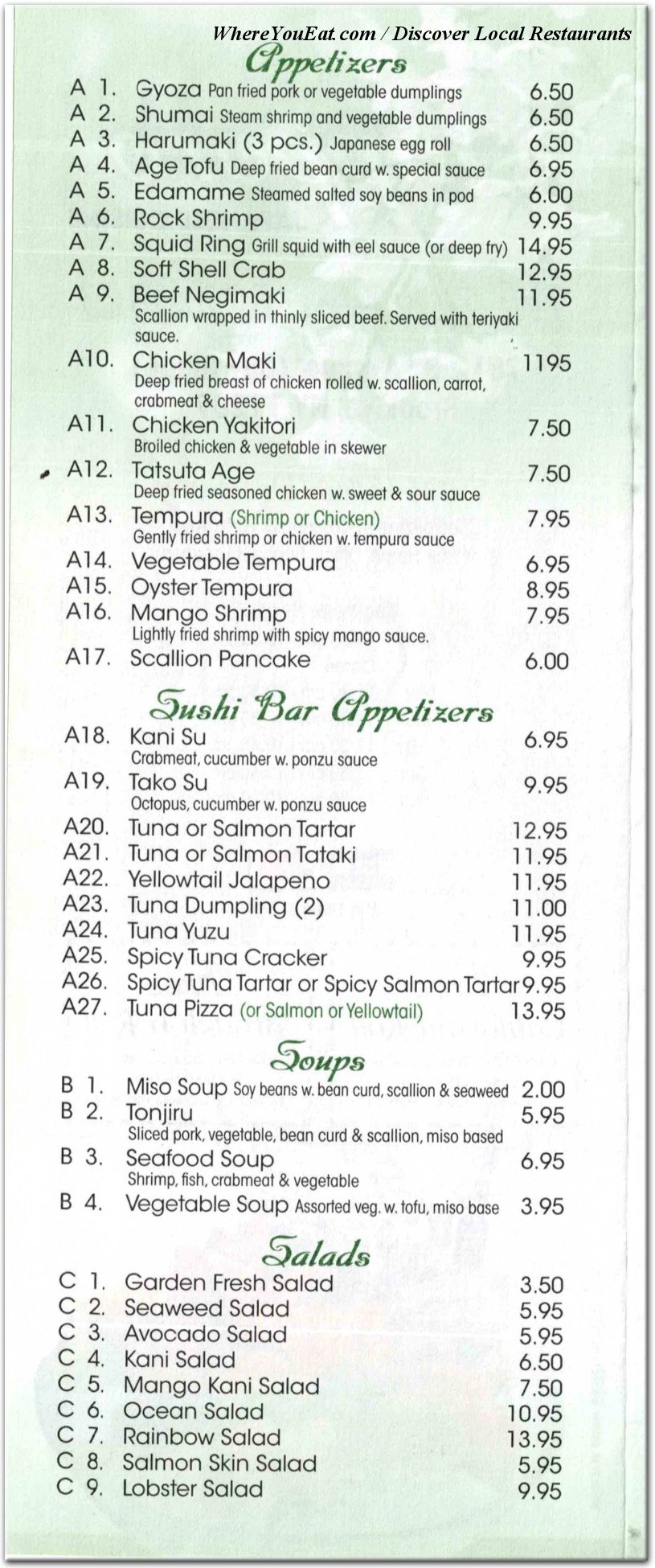 menu