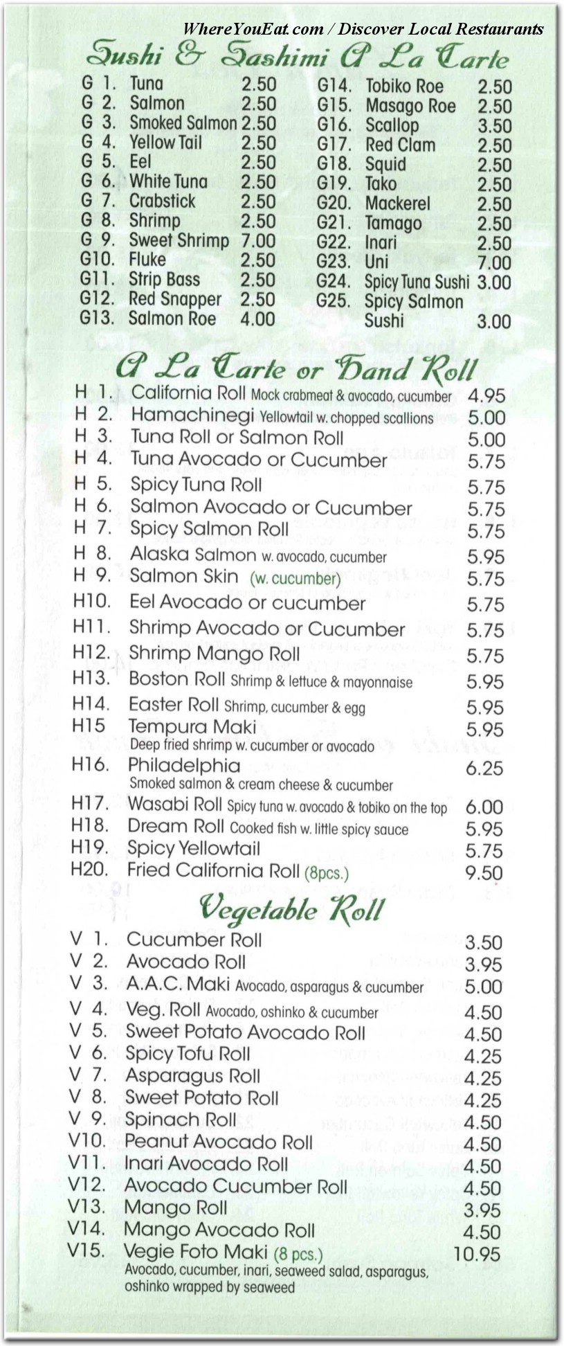 menu
